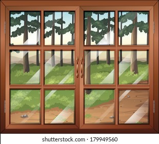 Illustration of a window with clear glasspanes