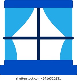 Illustration of a window with curtains