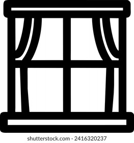 Illustration of a window with curtains