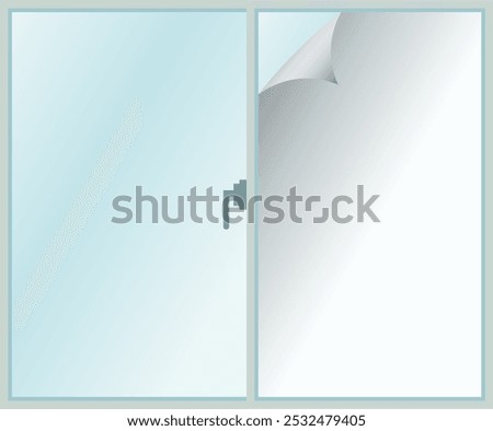 Illustration of a window with film (e.g. security film, thermal barrier film, blindfold film).