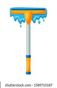 Illustration of window glass scraper. Housekeeping cleaning item for service, design and advertising.