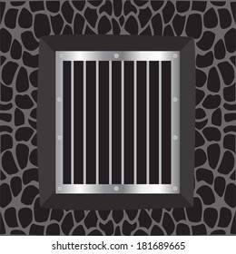 Illustration window with iron lattice on background wall