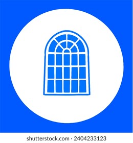 Illustration von Fensterrahmen mit blauem Hintergrund. Die Vektorgrafik eignet sich für die Verwendung auf Innenhintergrund und für Inhaltsmedien