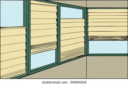 Illustration of windows with half-open horizontal windows