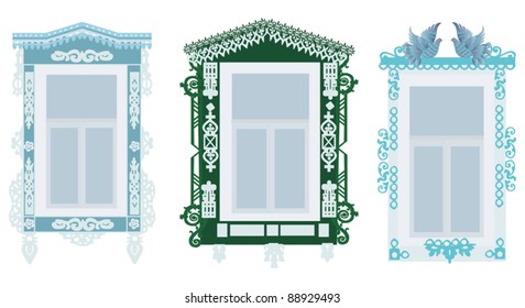 illustration with windows isolated on white background