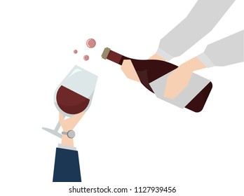 Illustration of wine being served