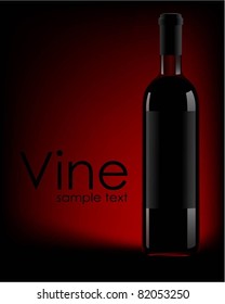 Illustration of a wine bottle against a dark background. Vector.