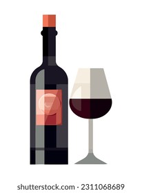 Illustration of a wine bottle and drink icon isolated