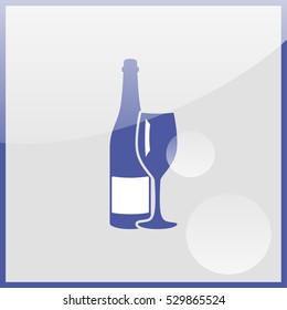 Illustration of a wine bottle and glass.
