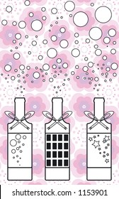 Illustration of wine bottles