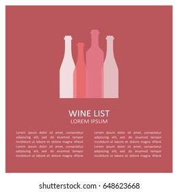 Illustration with wine bottles and english text. Modern thin line icons, flat style design. Vector background with colorful objects. Backdrop with winery elements and wine icon collection