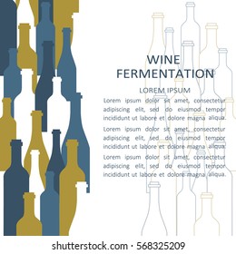 Illustration with wine bottles. Modern thin line icons, flat style design. Vector background with colorful objects. Backdrop with winery elements and wine icon collection