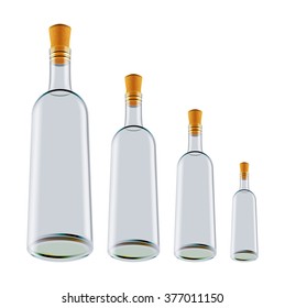Illustration of wine bottles in various sizes isolated