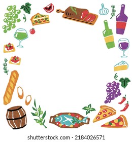 ilustración de vino y plato