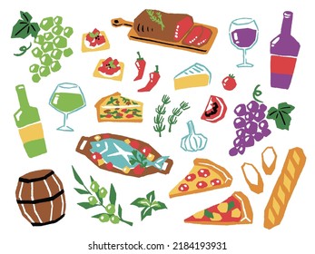 illustration of wine and dish