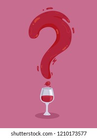 Illustration of a Wine Glass with Red Wine and a Question Mark