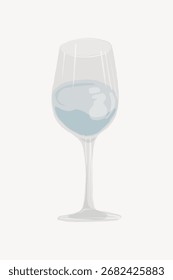 Abbildung eines Weinglases. Einfaches Weinglas-Design mit klarer Flüssigkeit. Elegantes Weinglas auf weißem Hintergrund. Perfekt für Projekte zum Thema Wein. Wasser in Weinglas Illustrationsvektor.