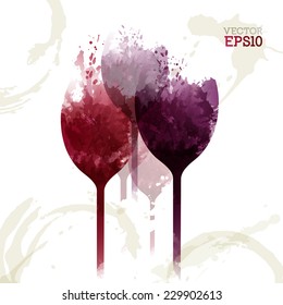 Illustration of wine glasses made of stains. Suitable for wine list covers, decorations, invitations and presentations.