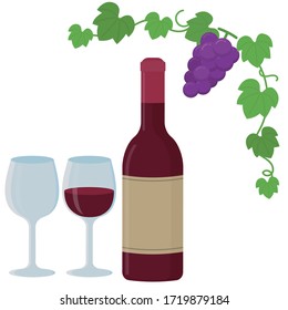 
Illustration of wine and grapes