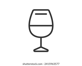 Ilustración de un icono de vino (dibujo de línea) en un vaso.