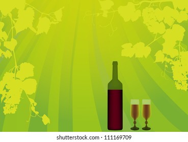 Ilustración con vino y vid