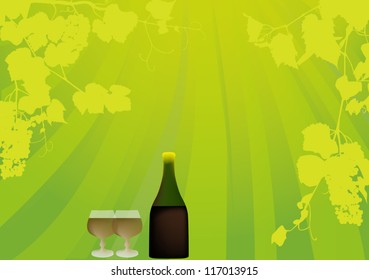 Ilustración con vino y vid