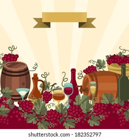 Illustration for wine, wineries and restaurants.