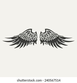 illustration of wings. Black and white style