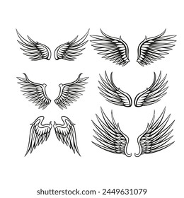 Illustration of wings collection set