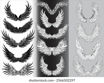 illustration with wings isolated on different backgrounds