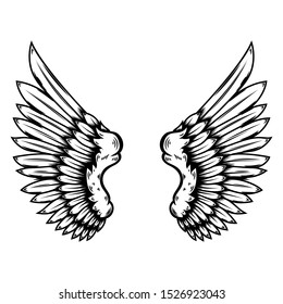 Wings Tattoo Style Isolated On White Stock Vector (Royalty Free ...