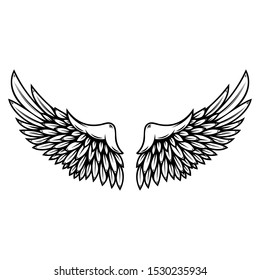 Angel Wings Vector Lettering Drawing Stock Vector (Royalty Free ...