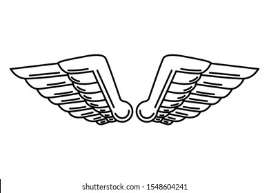 illustration of wings in tattoo style isolated on white background. Design element for logo, label, badge, sign. Vector illustration