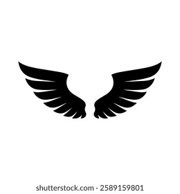 illustration of wings in tattoo style isolated on white background. Design element for logo, label, badge, sign. 