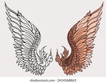 Illustration of wings vector for card, decoration, illustration