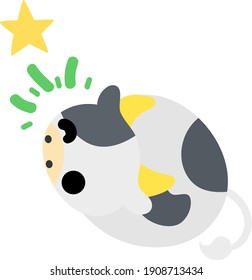 Ilustración de una vaca redonda que hace guiños como un animal relleno