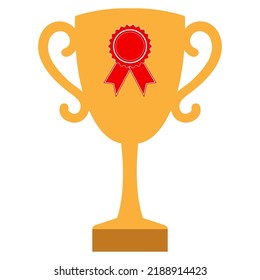 Illustration of a winner cup with a medal on a white background