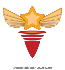 Illustration of winner star floating on the red base