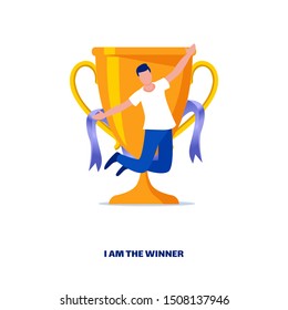 Illustration of winners, by getting a trophy