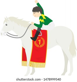 
Illustration of the winning horse.
Illustration of horse racing.