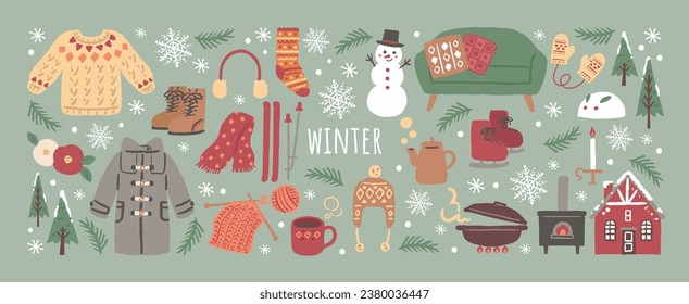 illustration of winter items　material