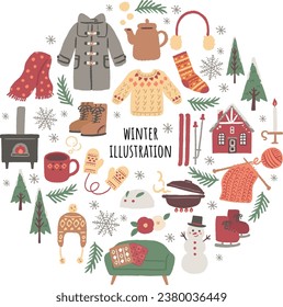 ilustración de material de artículos de invierno