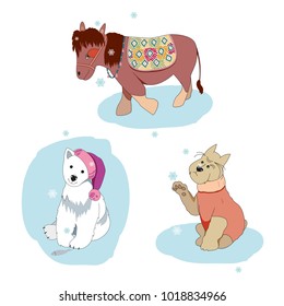 Illustration of winter animals