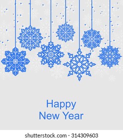 Illustration Winter Background with Snowflakes for Happy New Year - Vector