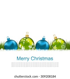 Illustration Winter Celebration Postcard with Christmas Colorful Balls - Vector