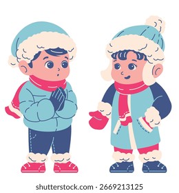 Illustration of an Winter Child Activity Talking