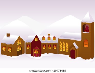 Illustration of a winter day landscape.