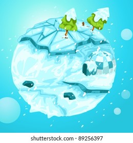 illustration of  winter earth with christmas tree on white