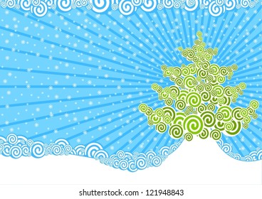 Illustration of a winter forest