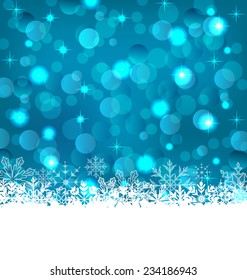 Illustration winter frozen snowflakes background with copy space for your text - vector